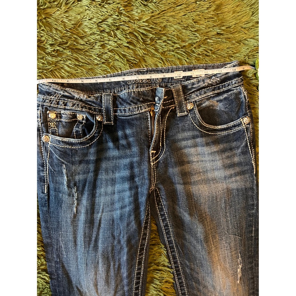 Miss Me Bootcut Jeans JP5727B5 Dark Wash Embroidered Peace Love 28 x 33 READ - Picture 6 of 10